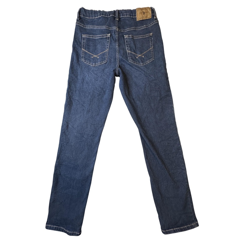 U.S. Polo Assn Jeans Boys 18 Blue Denim Adjustable Waist Straight‎ Leg Stretch